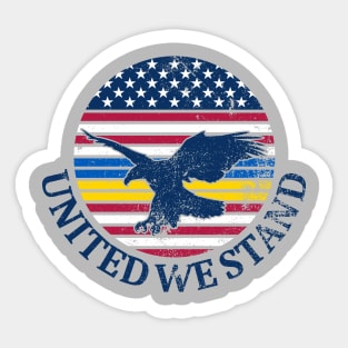 Ukraine and American Flag with Eagle, United we Stand Sticker